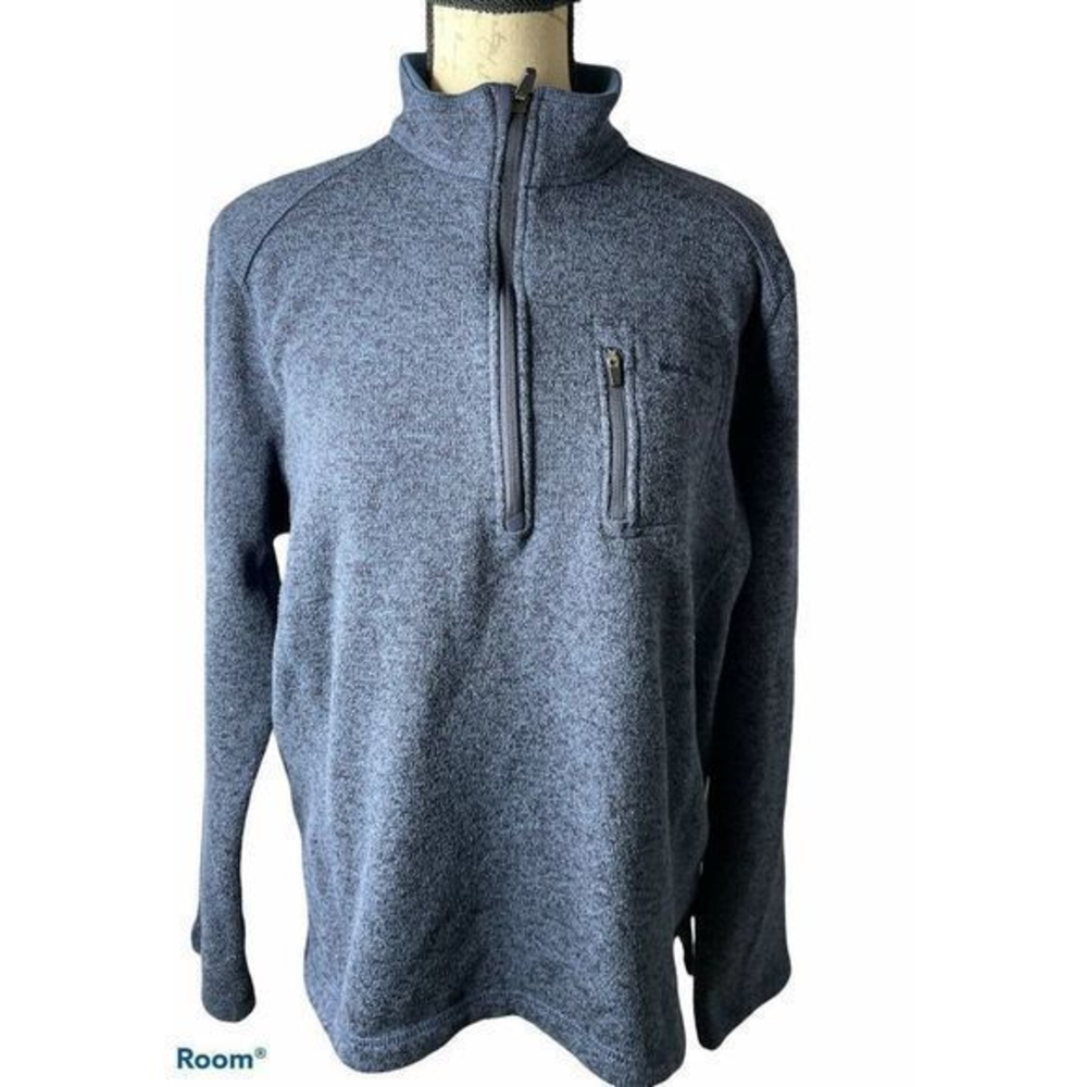 Woolrich Mens Fleece Pullover Half Quarter‎ Zip Sweater Jacket L Blue Sweatshirt